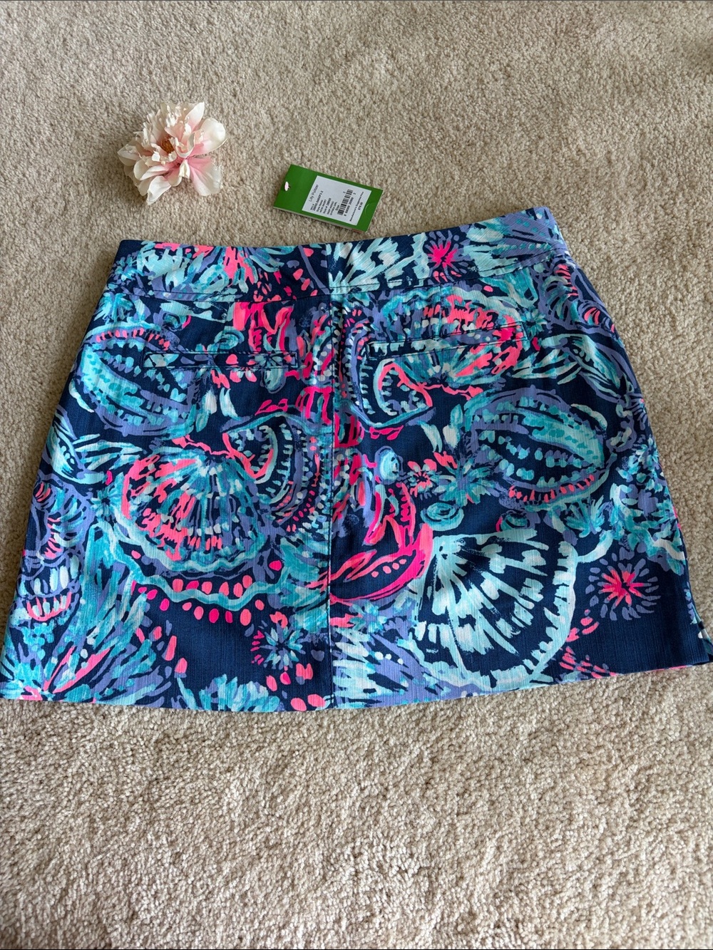 Lilly Pulitzer Navy skort with Teal & Pink Floral Print, 2, NWT - Picture 5 of 10